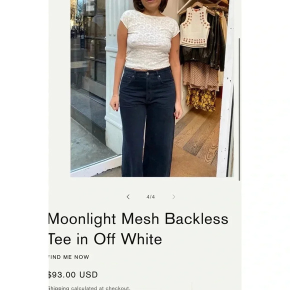 NWT Find Me Now Second Skin Moonlight Mesh Lace Backless Tee Crop Cream - Picture 4 of 14